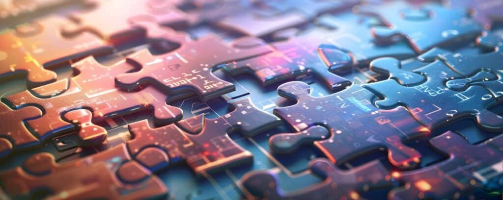 Zusammengesetzte Puzzelteile, die ein digitales Ecosystem repräsentieren