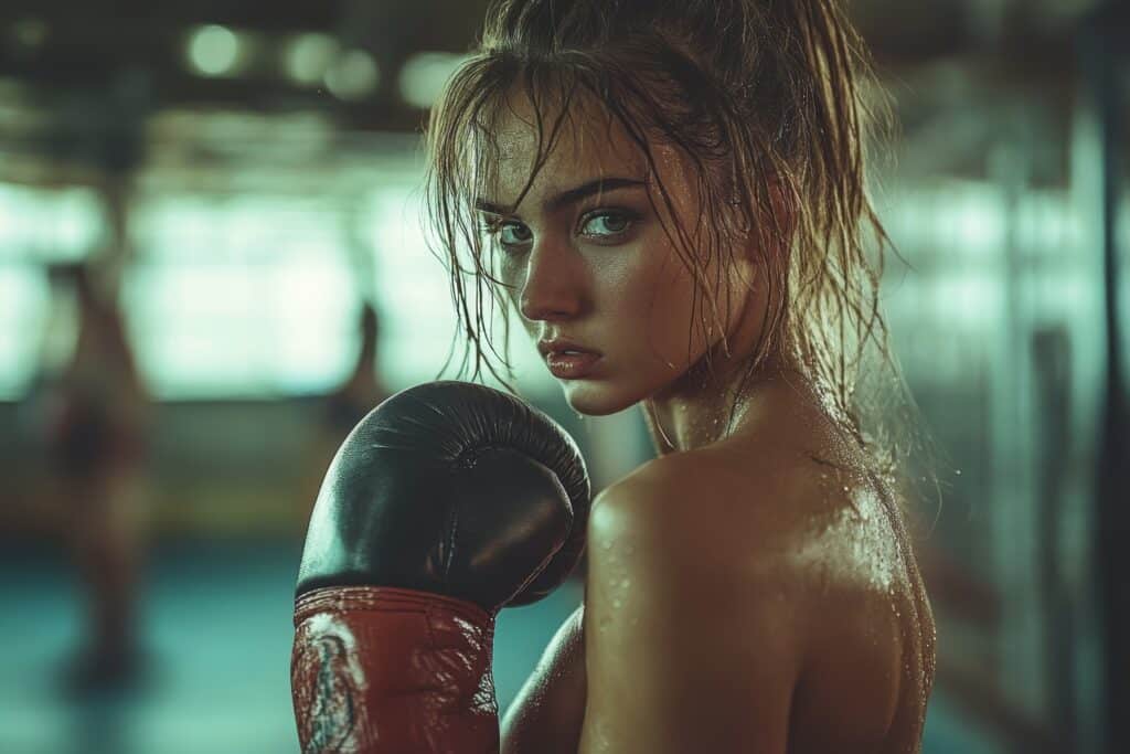 Kämpferin mit Boxhandschuhen