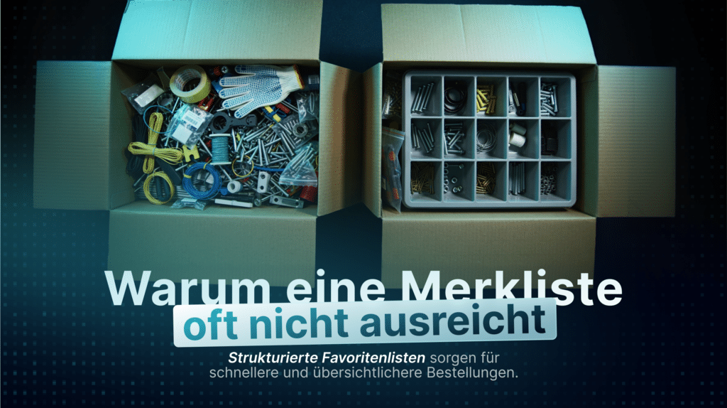 Visualisierung der Vorteile einer strukturierten Favoritenliste im Vergleich zu einer klassischen Merkliste