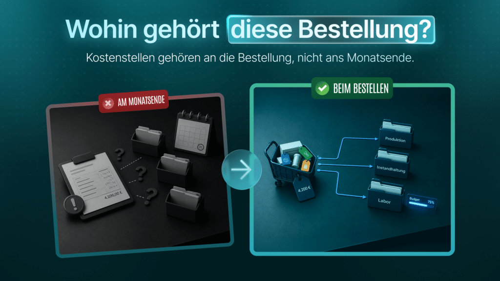 Darstellung Vorteile Kostenstellen direkt bei der Bestellung anstatt am Monatsende