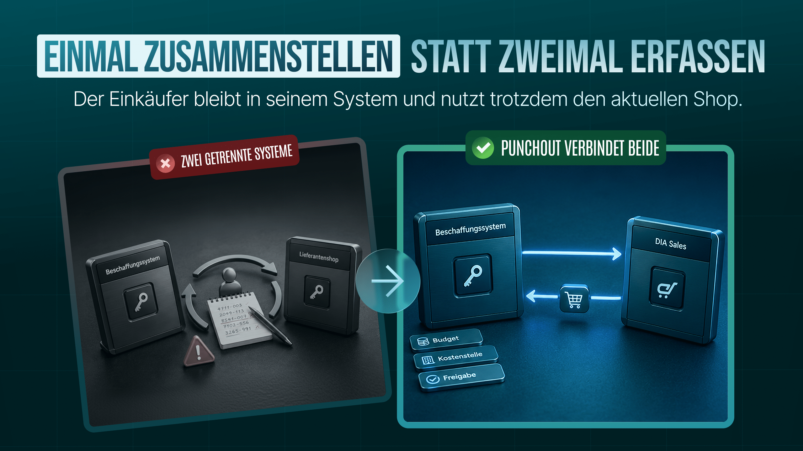 Darstellung wie Punchout zwei Systeme verbindet