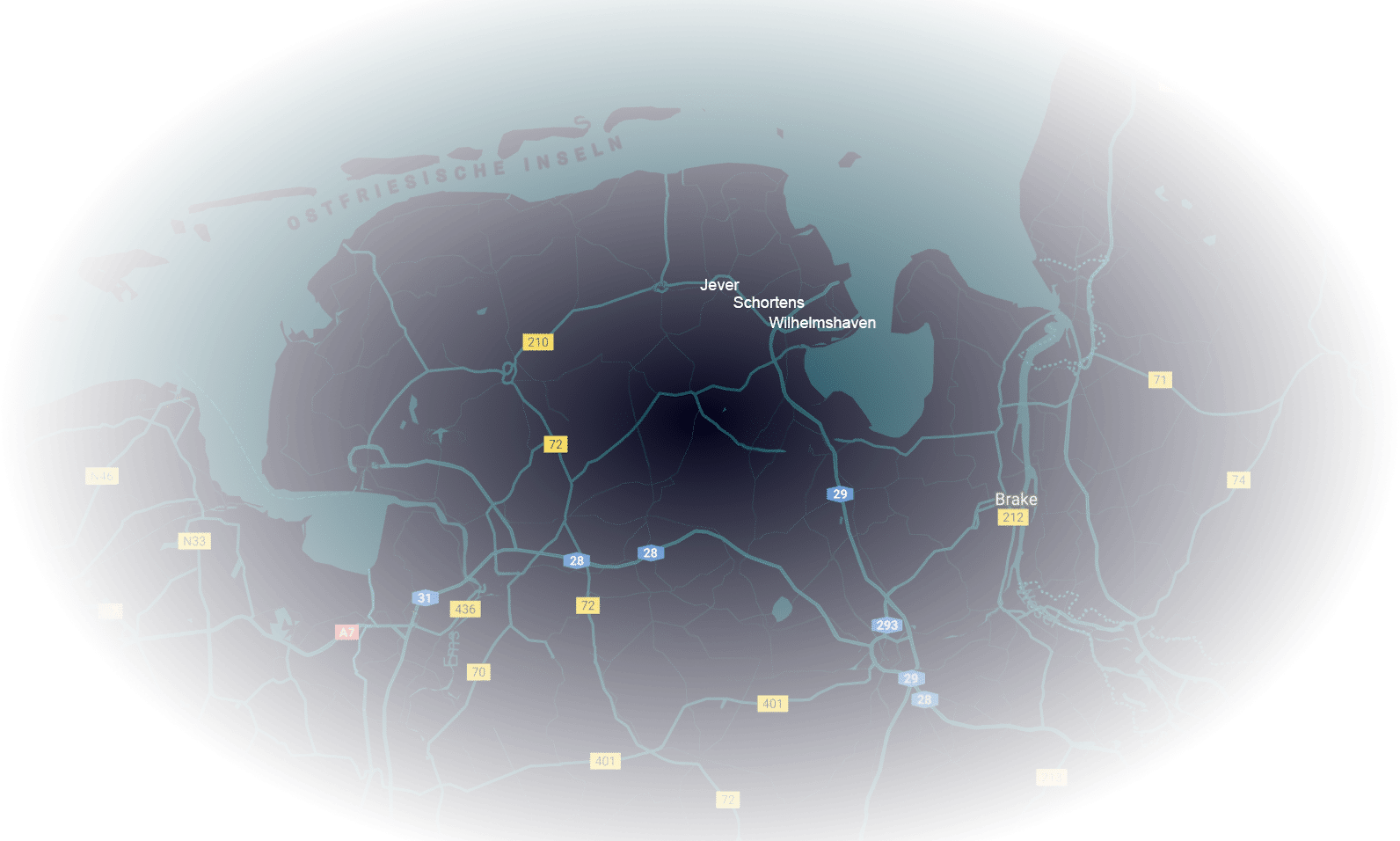 Karte der Region um Schortens an der Nordsee